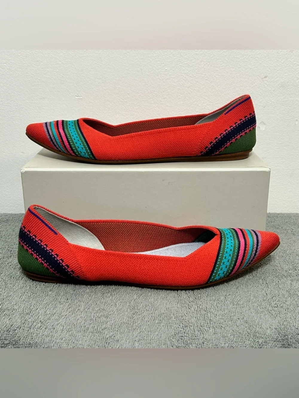 Rothy’s Merino Wool Collection Point Toe Blaze Ribbon Stripe Flats Womens Size 9